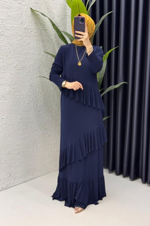 Laci Duru Elbise Tesettür Giyim  Lacivert