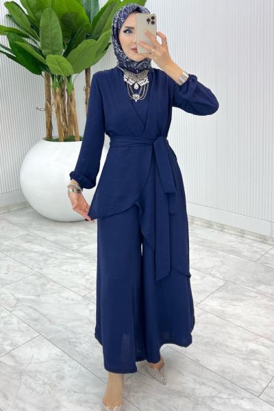 Lacivert Özge Takım Tesettür Giyim Lacivert