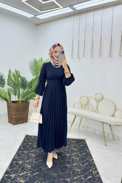 Lacivert İkra Elbise Tesettür Giyim  Lacivert