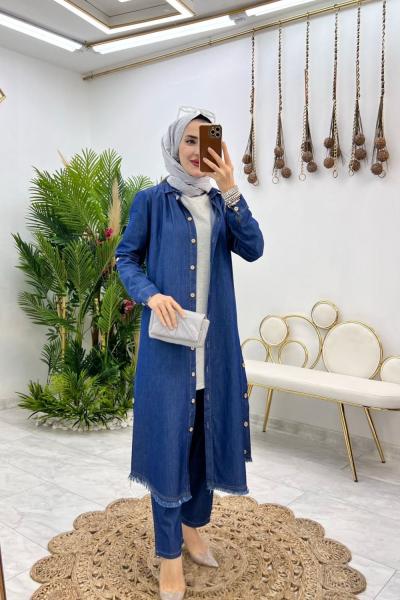 Lacivert İmge Kot Takım Tesettür Giyim Lacivert