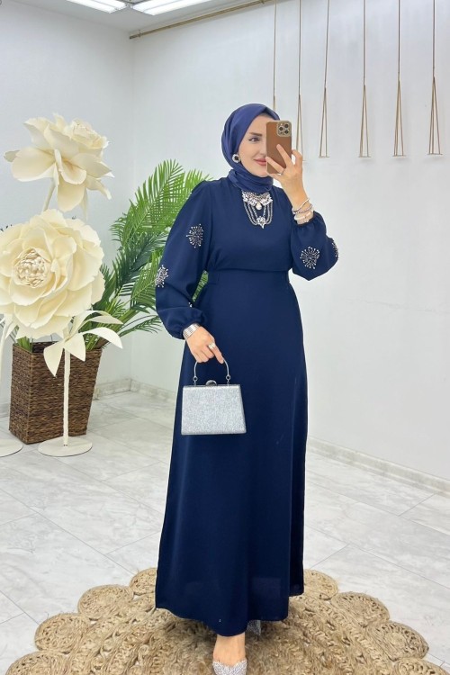Lacivert Çisem Elbise Tesettür Giyim Lacivert