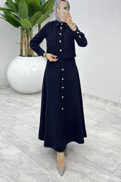 Lacivert  Gönül Channel Etek Takım  Lacivert