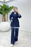 Lacivert Şeyda Premıum Kot Takım Tesettür Giyim  Lacivert