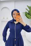 Lacivert Şazeli Premium Etek Takım Tesettür Giyim  Lacivert