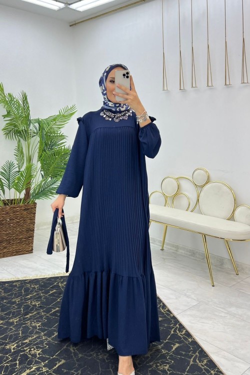 Lacivert  Gülten Elbise Tesettür Giyim Lacivert