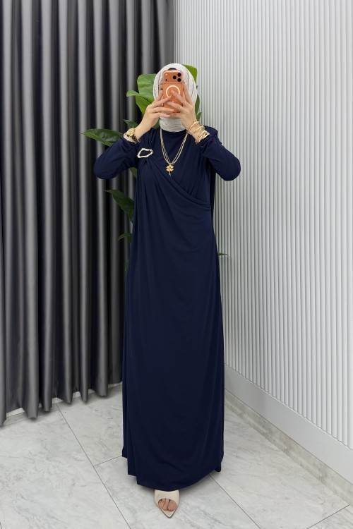 Lacivert Alya Tasarım Elbise Tesettür Giyim  Lacivert