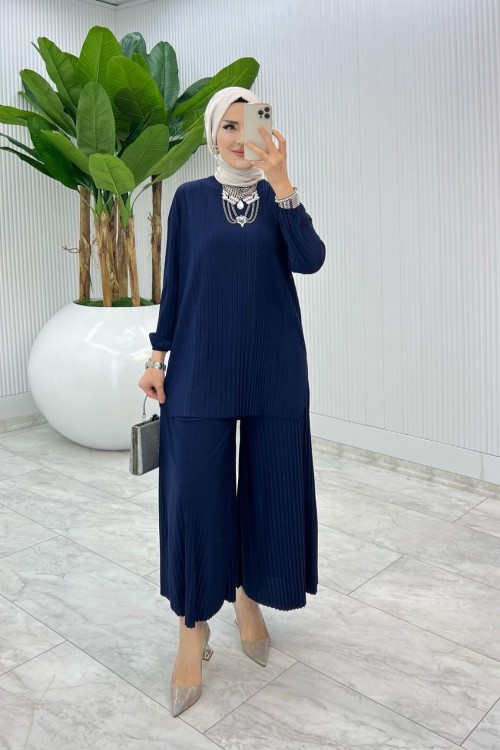 Lacivert Bilge Pantolon Takım Tesettür Giyim Lacivert