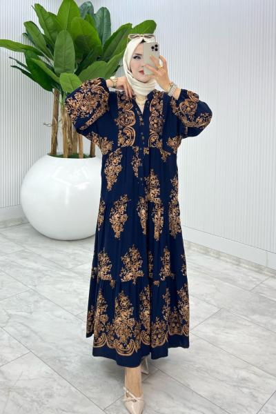 Lacivert Bahar Elbise Tesettür Giyim Lacivert