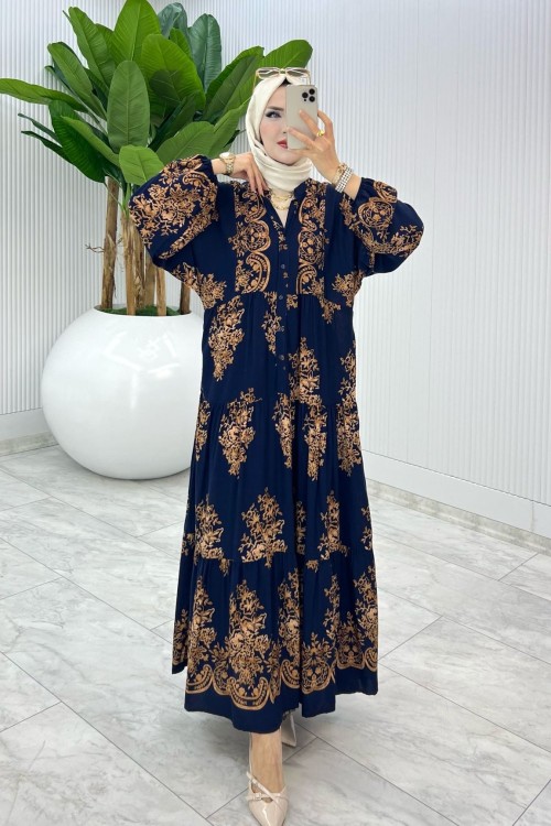 Lacivert Bahar Elbise Tesettür Giyim Lacivert