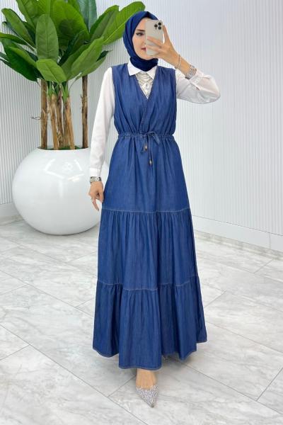 Lacivert Baha Kot Jile Tesettür Giyim Lacivert