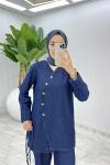 Lacivert Beyza Kot Takım Tesettür Giyim  Lacivert
