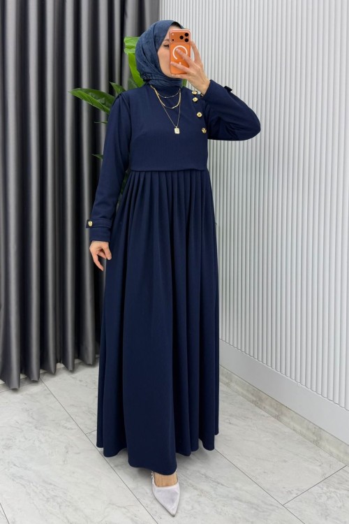 Lacivert Burgu Sinem Elbise Tesettür Giyim Lacivert