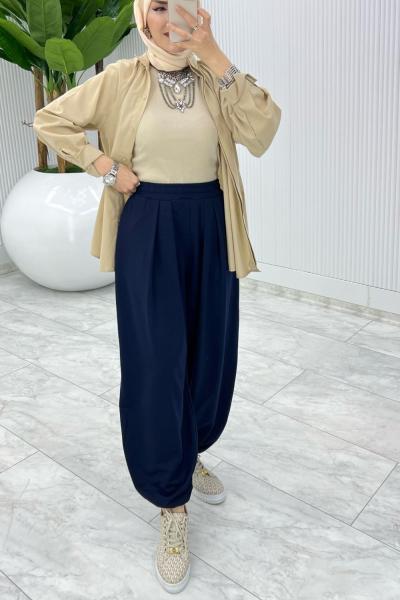 Lacivert Cepli Şalvar Tesettür Giyim Lacivert