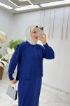 Lacivert Damla Triko Elbise Takım Tesettür Giyim  Lacivert