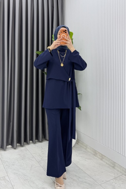 Lacivert Dilay Takım Tesettür Giyim  Lacivert