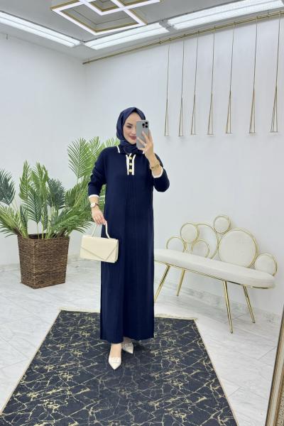 Lacivert Emsal Triko Elbise Tesettür Giyim Lacivert