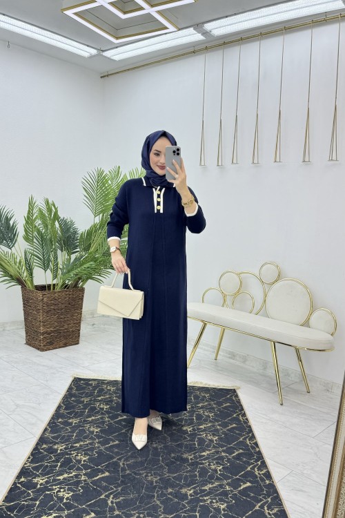 Lacivert Emsal Triko Elbise Tesettür Giyim Lacivert