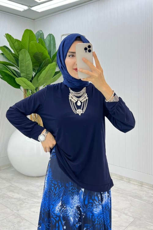 Lacivert Gökyüzü Etek Takım Tesettür Giyim Lacivert