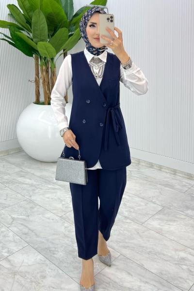 Lacivert Hilal Takım Tesettür Giyim Lacivert