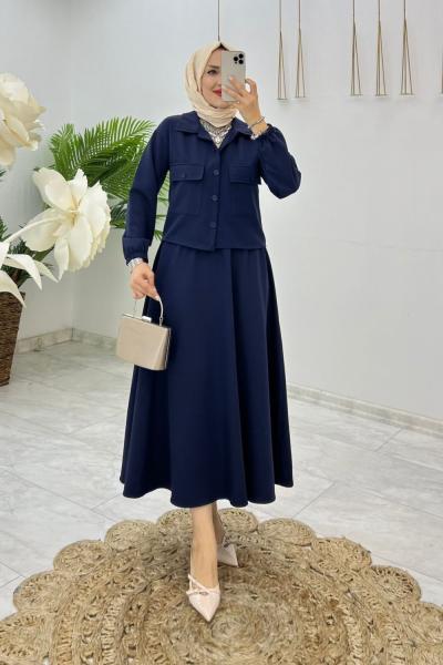 Lacivert Janset Takım Tesettür Giyim Lacivert