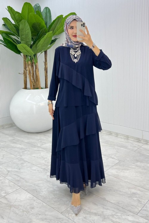 Lacivert Nona Takım Tesettür Giyim Lacivert