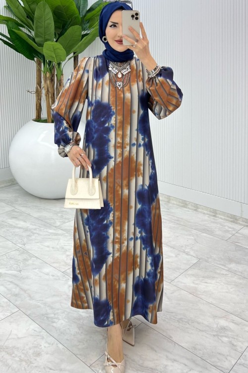 Lacivert Pelin Elbise Tesettür Giyim Lacivert