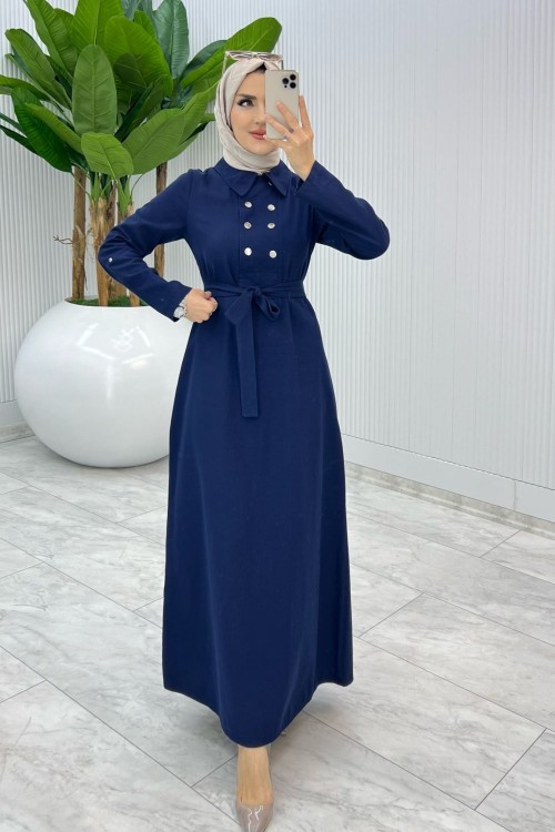Lacivert Premıum Roma Elbise Tesettür Giyim Lacivert