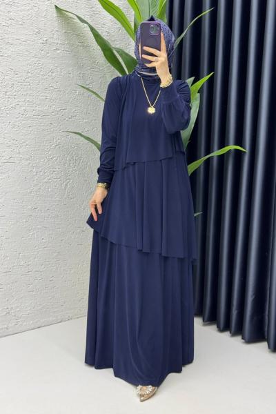 Lacivert Premium Sultan Elbise Tesettür Giyim Lacivert