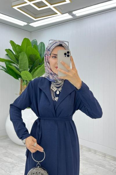 Lacivert Premium Üçlü Derin Takım Tesettür Giyim Lacivert