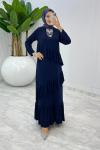 Lacivert Premium Tijen Elbise Tesettür Giyim  Lacivert