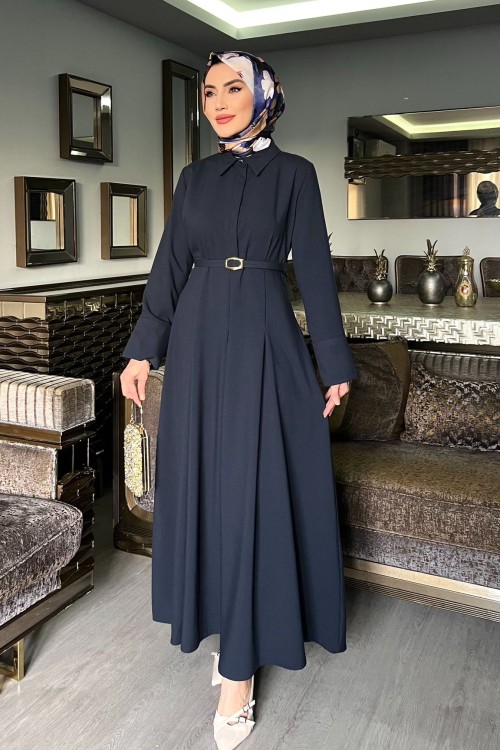 Lacivert Premıum Farah Elbise Tesettür Giyim  Lacivert