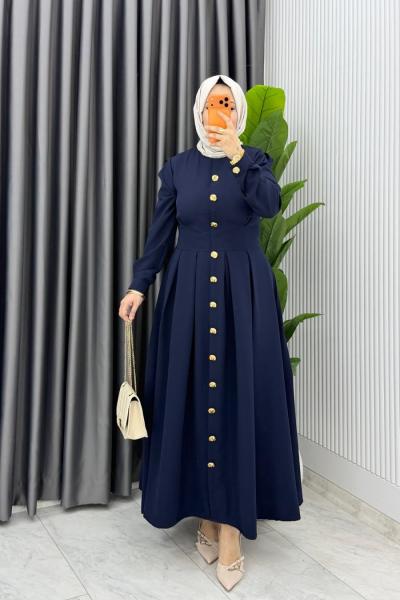 Lacivert Premium Asel Elbise Tesettür Giyim Lacivert