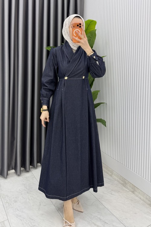 Lacivert Premıum Rengin Ferace Tesettür Giyim  Lacivert