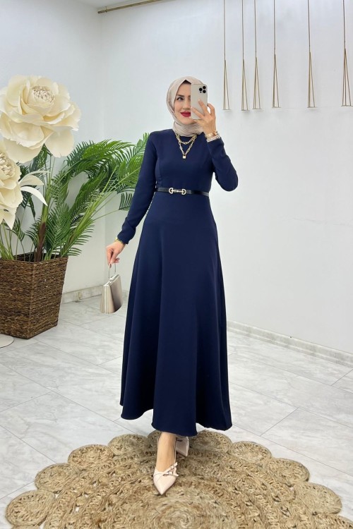 Lacivert Temmuz Elbise Tesettür Giyim Lacivert