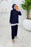 Lacivert Taşlı Oysho Takım Tesettür Giyim  Lacivert