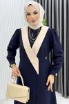 Lacivert Yeşim Uzun Ceket Kap Ferace Tesettür Giyim Lacivert