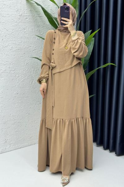 Latte Aycan Elbise Tesettür Giyim Vizon