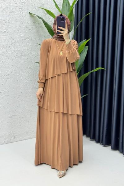 Latte Premium Sultan Elbise Tesettür Giyim Sütlü Kahve