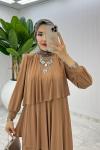 Latte Premium Diva Elbise Tesettür Giyim Vizon