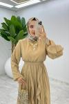 Latte Premium Manolya Elbise Tesettür Giyim Vizon