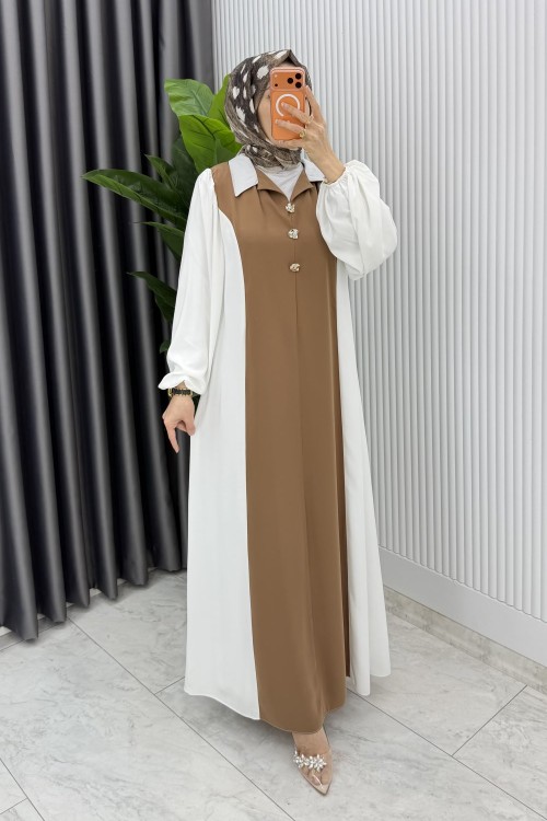 Latte Premıum  Aden ELbise Tesettür Giyim  Camel