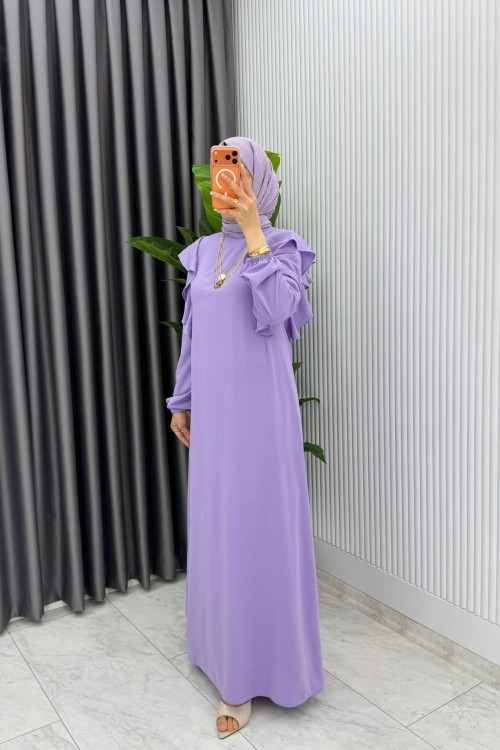 Lila Eylül Elbise Premıum Tesettür Giyim  Lila