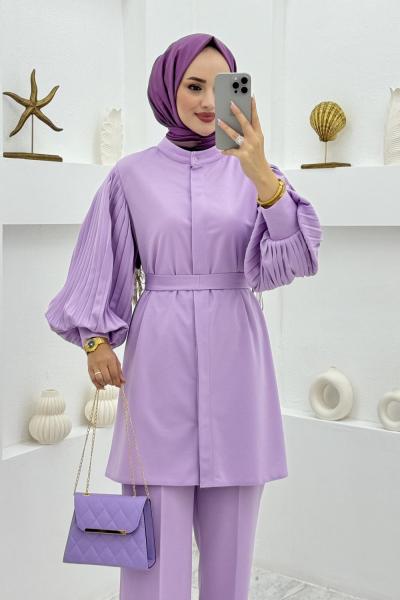 Lila Seçil Takım Tesettür Giyim Lila