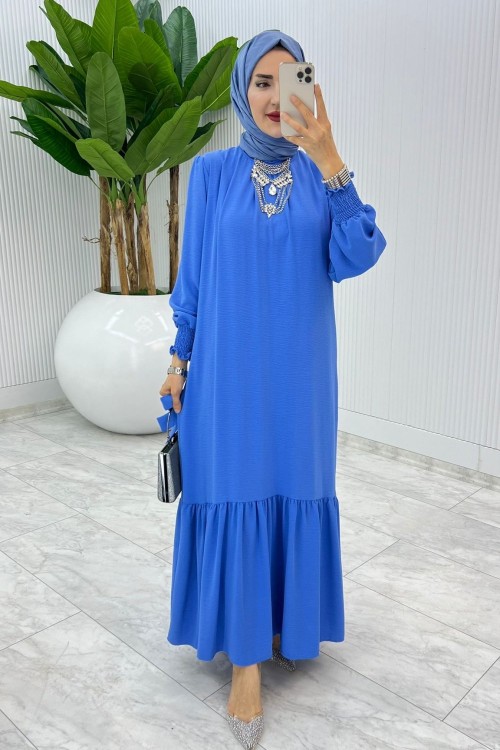 Mavi Açelya Elbise Tesettür Giyim Mavi
