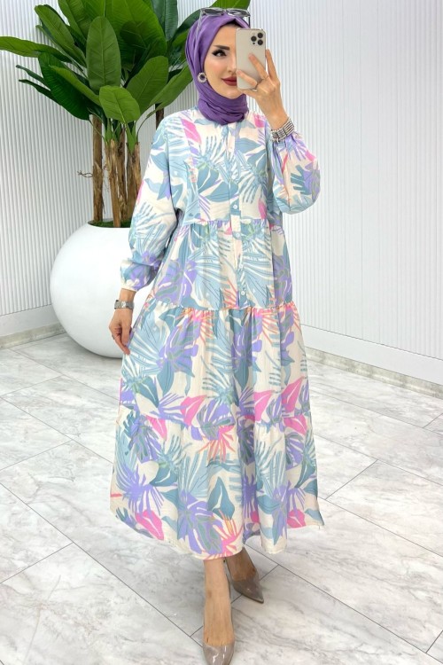 Mavi Aycihan Elbise Tesettür Giyim Mavi