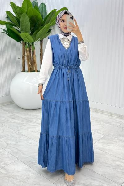 Mavi Baha Kot Jile Tesettür Giyim Mavi