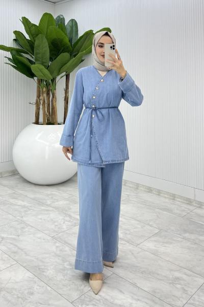 Mavi Beyza Kot Takım Tesettür Giyim  Mavi