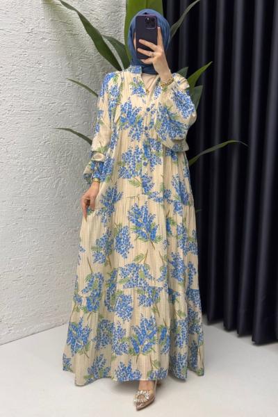 Mavi Dilşah Elbise Tesettür Giyim Mavi