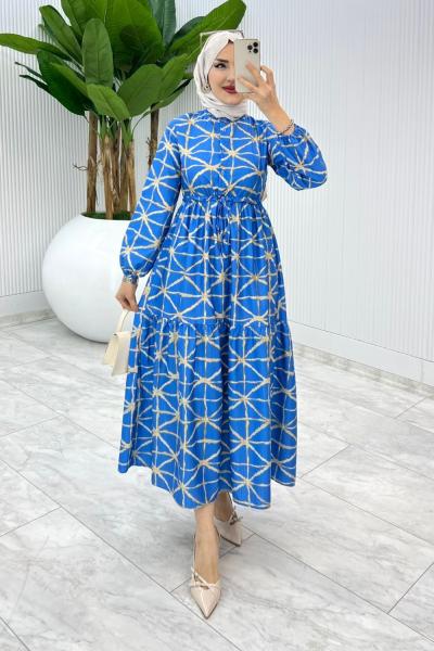Mavi Diya Elbise Tesettür Giyim Mavi