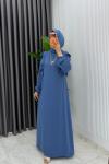 Mavi Eylül Elbise Premıum Tesettür Giyim  Mavi